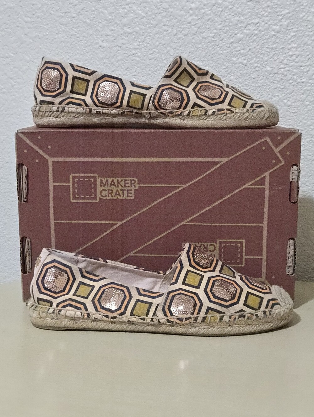Tory Burch Cecily Sequin Embellished Espadrille - Geometric Pattern- Size 7 - Picture 4 of 8
